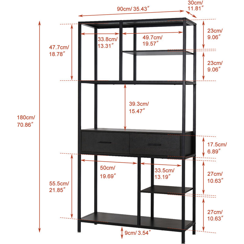 Scaffale In Piedi A 4 Livelli Con Struttura In Metallo Scaffale Per Libreria Industriale 60 X 295 X 105 Cm 88303924