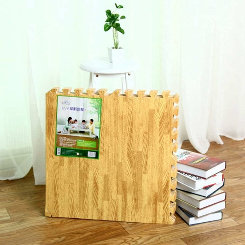 4 Tappetini Pavimento Gioco In Schiuma EVA Effetto Legno &ndash; 60x60x1 Cm, Antiscivolo Per Palestra E Yoga
