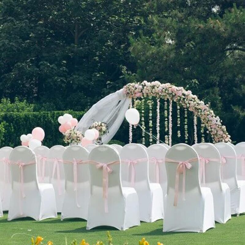 Kapwall 50 PCS Coprisedia Bianchi, Coprisedia in Spandex Elasticizzati Lavabili per Matrimoni, Feste e Banchetti