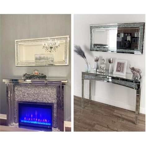 Specchio Decorativo Diamante ingresso da Parete 120x60cm Grande Rettangolare Lungo per Soggiorno