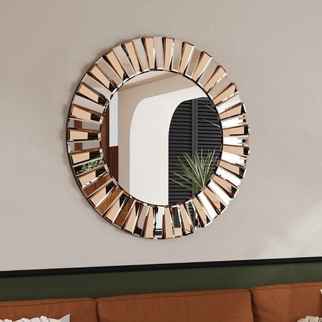 Specchio Decorativo da Parete Rotondo 60cm Specchio Vintage da Parete con  cornice vetro argento fume specchio da arredamento