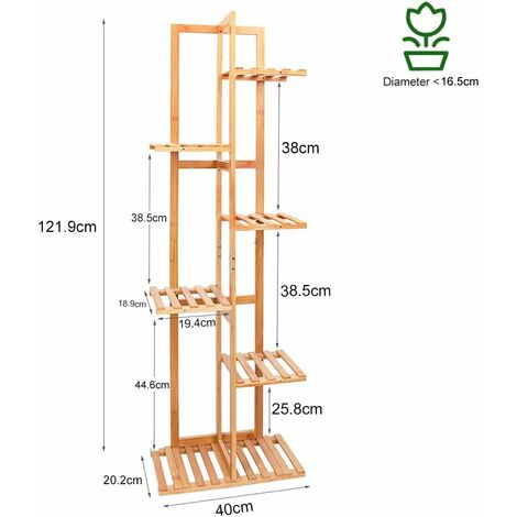 5five Scaffale A Colonna In Bambù 6 Livelli Modulare - Mix N Modul, Legno Naturale 35x32x145 Cm - 5