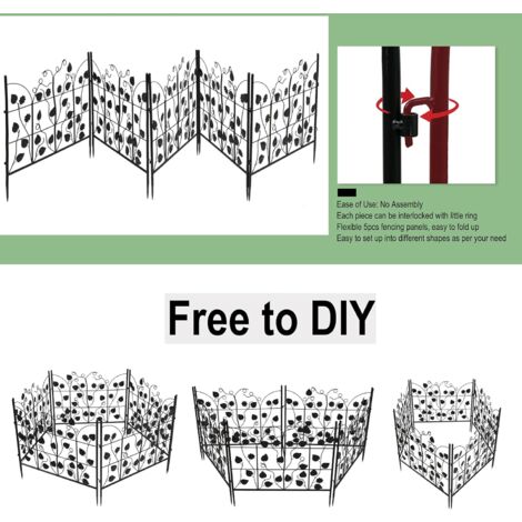 Giardino per recinzione in ferro: esterno recinzioni recinto 5 pannelli  staccionata da metallo battuto decorazioni aiuola palizzata bordura giardino  metallo cortili Ciascuno 69x67cm totale 3,4 metri : : Giardino e  giardinaggio