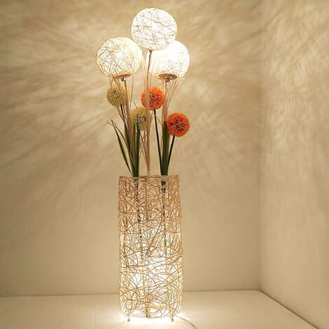 Lampada da Terra Moderna Piantana Decorativo con LED Fatto a Mano Rattan  Fiori Elegante Design - Lampada