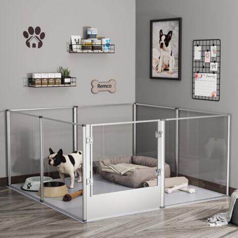 Bingopaw Recinto Box per cani Acrilico Trasparente Recinto Parto cuccioli 8 Pannelli per Gioco Alto 60 cm