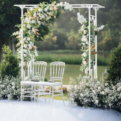 Arco Puerta Decorativo  Metas para Globos Flores para Fiestas Jardin Boda Blanco 2m