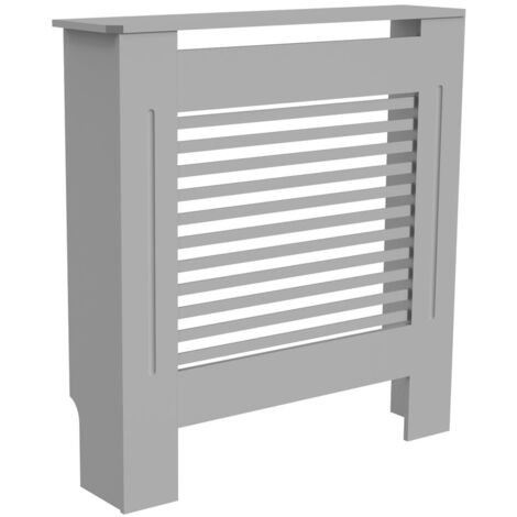 Cubierta de radiador extra alta de 92 cm MDF Gabinete moderno Parrilla de listones Gris, 78 x 19 x 92.2 cm