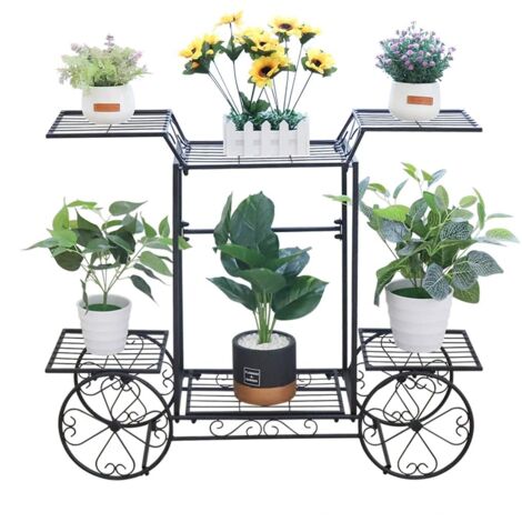 Estantería para Macetas de Hierro UNHO, Soporte de Flores Plantas para Jardín Exterior Interior Estantería Decorativa 83 x 22 x 68,5cm (1/5)