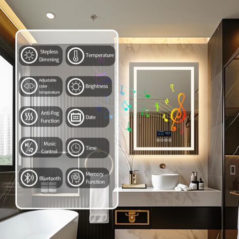 Specchio da bagno a LED quadrato frontale EQUAL 100x80 - CRISTALED | Leroy Merlin