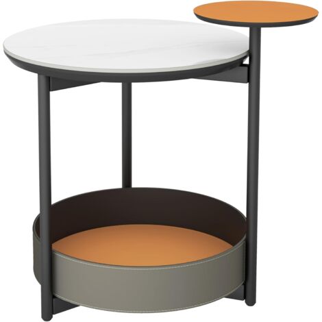 Tavolino Da Caffè In Pietra Sinterizzata - Design Moderno Con Struttura Oro, 40x40x54cm - Foto 7