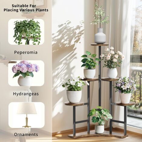 Supporto Per Piante A 3 Livelli – Scala In Legno E Metallo, 170x80x34 Cm, Per Interni/Esterni, Con Ganci