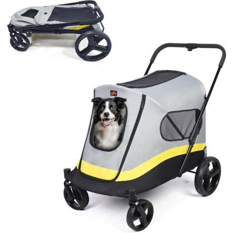 Passeggino Per Cani Grandi Fino A 55kg - Carrozzina Pieghevole Con Ruote Per Veterinario, Passeggiate E Viaggi - Foto 5