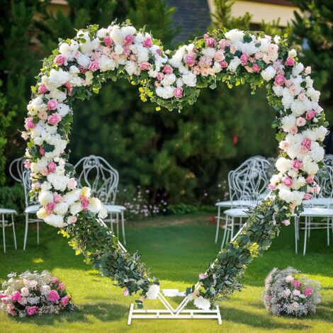 Supporto Per Arco Nuziale Da 1,8 M Con Copertina Bianca In Spandex – Struttura In Metallo Dorato Per Palloncini, Feste Di Compleanno E Matrimoni