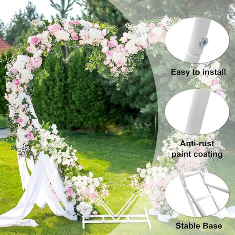Supporto Per Arco Nuziale 1,8m In Metallo Dorato Con Copertura In Tessuto Bianco - Per Palloncini E Decorazioni Feste - 2