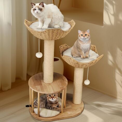 Tiragraffi per Gatti in Legno Alto 99cm Stabile per gatti fino a 10 kg