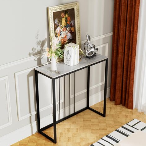 Tavolo Consolle ingresso in Marmo Pietra Sinterizzata Bianco 80x30x78,5cm