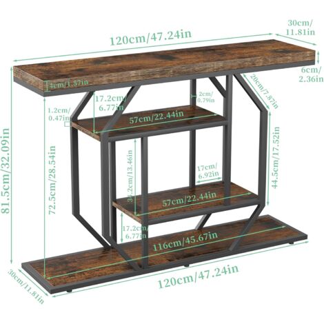 Tavolo Consolle Galleggiante In Legno Massello 80 Cm - Stretto Da Parete Con Ripiano Per Ingresso E Corridoio