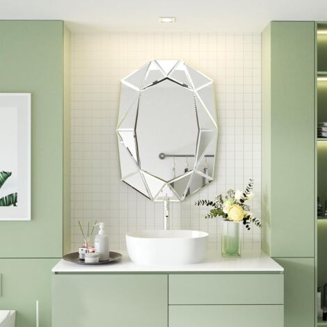 Specchio Da Parete 80x50cm Con Cornice Oro - Moderno Per Bagno, Camera E Ingresso