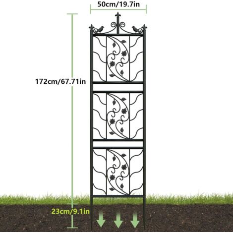 Tralicci Da Giardino In Metallo Per Piante Rampicanti - Confezione Da 2, 40x180 Cm, Tubo Zincato Antiruggine, Nero - 5