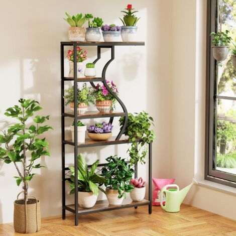Scaffale Porta Piante Portafiori da interno 5 Livelli Grande 180cm Altezza Espositore in Legno e Ferro