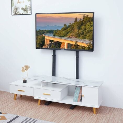Supporto TV da Pavimento Nero Porta TV da Terra per 32-65 Pollici Verticale  Universale Altezza Regolabile Max VESA 600x400mm
