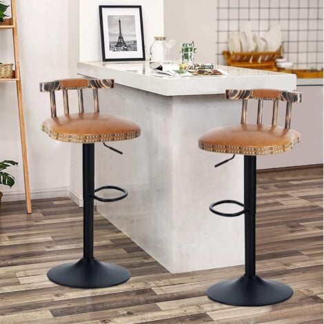 Sgabello Alto Regolabile in Acciaio e Legno, sgabelli cucina moderni set 2  sedia alta da bar