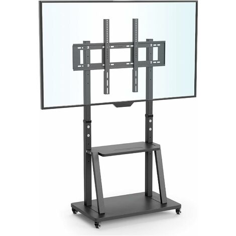 1home Supporto TV da Pavimento con Ruote Carrello Con portata max 50 kg Staffa Porta Mobile Supporto per Schermi 23-55 Plasma/LCD/LED 
