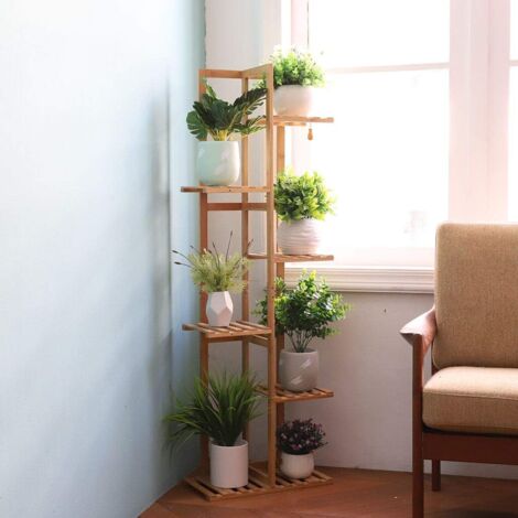 VASMIA Rastrelliera Portabottiglie In Bambù A 6 Ripiani – Scaffale Per Vino, Organizer Da Cucina O Cantina, 38x38x? Cm, Design Naturale - 2