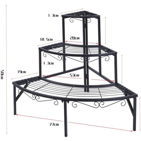 Scaffale Porta Piante Metallo portavasi 3 ripiani Fioriera a Scala da Balcone Angolare