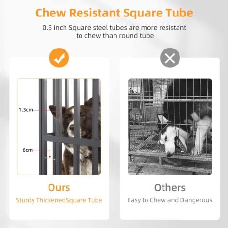 Gabbia Per Cani XXL Con Piano Tavolino - Kennel Antimorso In Metallo E Legno, Vassoio Rimovibile - Foto 8