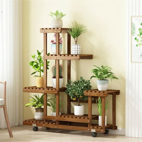 Loftie® Supporto per piante, altezza 75 cm, in legno/metallo naturale/ marrone, per interni ed esterni