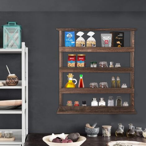 Mreechan Porta Spezie Da Parete 35 Cm – In Acciaio Inox Con 4 Ganci, Barra Portaoggetti, Montaggio A Muro O Mobile