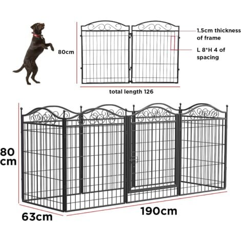 Recinzione Recinto per Cani Box per Cani Esterno Interno in Metallo per Cane  Cucciolo Coniglio Grande 8 Pannelli