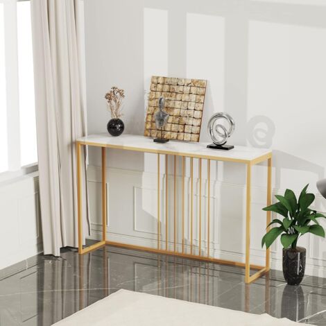 Tavolo Consolle ingresso in Marmo Oro e Bianco Tavolo Consolle Moderno Tavolo Consolle Alto e stretto Soggiorno Corridoio 120cm