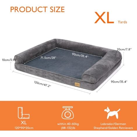 Materassino Letto Cane Materasso Cuccia Divano per Cane XL Grande Memory  Foam Ortopedico 120x90x20 cm