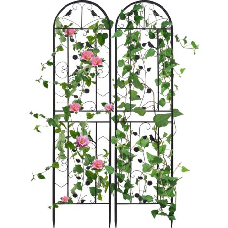 2 Pezzi Supporti da Giardino per Piante palizzata Sostegno Rose Traliccio Griglia per Rampicanti Graticolati in Ferro Metallo