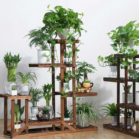 Robusto supporto per piante in legno a 6 ripiani Scaffale per vasi da fiori  da giardino