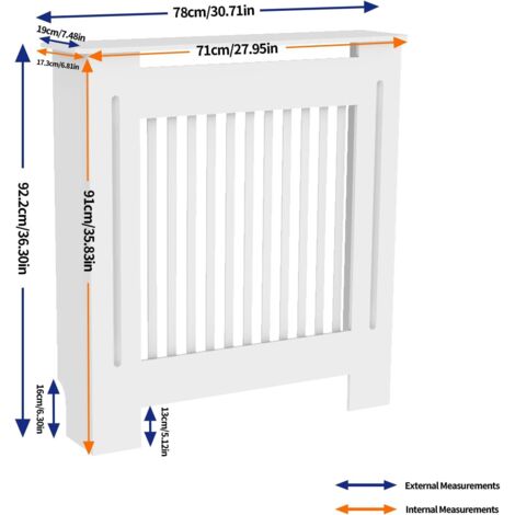 Copritermosifone In MDF Bianco - Mobiletto Orizzontale 78x19x92 Cm, FATIVO, Con Mensola - Foto 9
