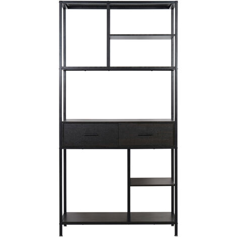 YMYNY Libreria, Scaffale a Scala, Contro Parete a 5 Ripiani, Scaffali Aperti per Casaper, Soggiorno, Ufficio, Cucina, Camera da Letto, 40 x 30 x 178CM, Industriale, Nero HBC015B