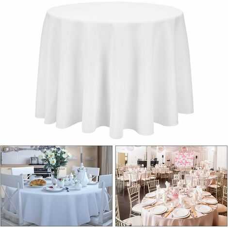 Tovaglia Rotonda Bianca 228,6 Cm - Set Da 2 Pezzi - Elegante E Lavabile In Lavatrice, Perfetta Per Feste, Banchetti E Matrimoni
