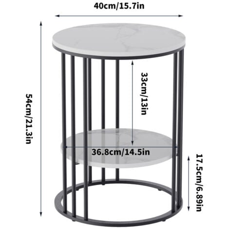 FATIVO Tavolino da Salotto Comodino: Rotondo Tavolino da Caffè 2 Ripiani  Tavolino da Soggiorno Moderno in Pietra Sinterizzata - Design Stile Bianco