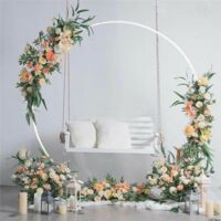 Arco Floreale Per Matrimonio A Forma Di Cerchio - Alto 2 M, Metallo, Bianco, Per Addobbi Feste E Cerimonie