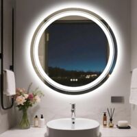 Specchio Da Bagno LED 50x70 Cm – Anteriore E Retroilluminato – Antiappannamento – 3 Colori Luce E Memoria