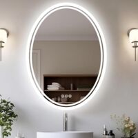 Specchio da Bagno LED Luce Retroilluminato Ovale Specchio Smart 50x70cm