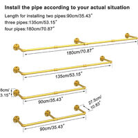 Attaccapanni Da Parete Yawinhe 180cm - Tubo Industriale Nero, Salvaspazio, Portata 60kg - Foto 3