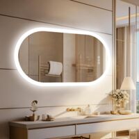 120x60cm Specchio Ovale LED Bagno Antiappannante Impermeabile Luce Regolabile
