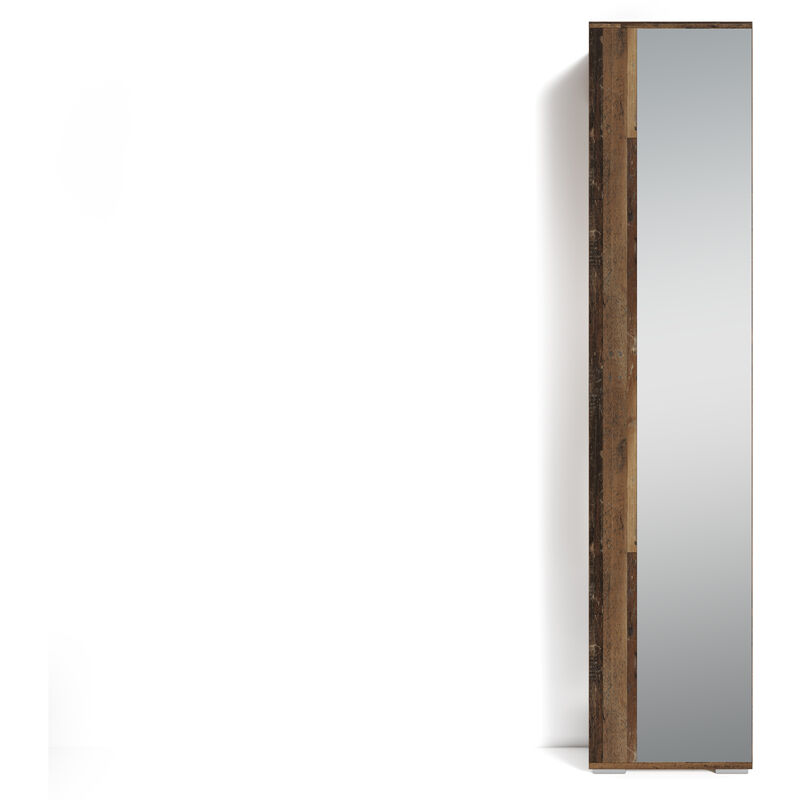 byLIVING Flurgarderobe BEN / Garderobe Old Wood mit Spiegel /  Spiegelschrank für den Flur mit Kleiderstange und Ablage / B 40, H 184, T  35 cm
