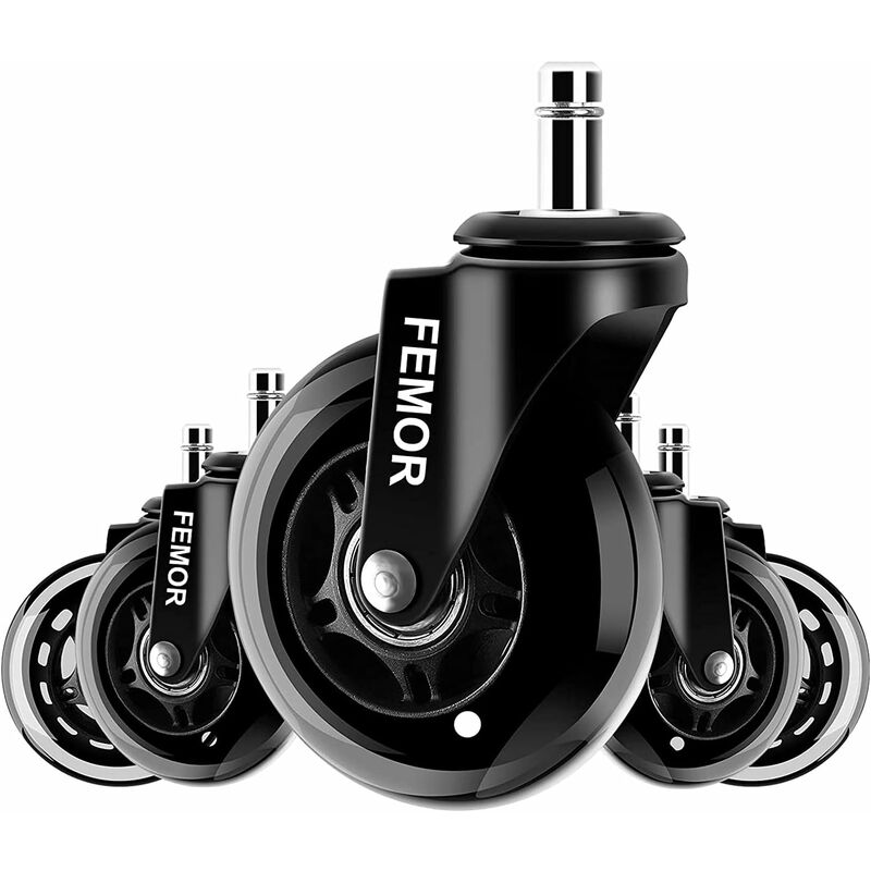 quality merchandise Office Chair Wheels Black Replacement Rubber Chair casters for Hardwood