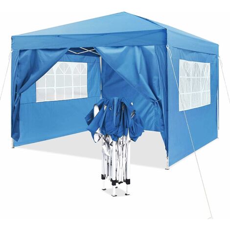 Gazebo with Adjustable Sides, Outdoor Marquee Canopy, Awning for Beach Party Festival Camping and Wedding, 3mx3mx2.41/2.46/2.5m with Storage Box