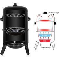 Smoker Barbecue 3 in 1 Multi-Function Charcoal Barbecue with Thermometer Included with Hooks, 3 Large Capacity Grills for Outdoor Cooking Parties, 80 x 44.5 x 44.5 cm 16 inches